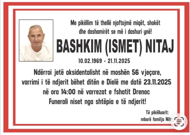 Nesër varroset 56 vjeçari që vdiq pasi e zuri betoni teksa punonte në Prishtinë