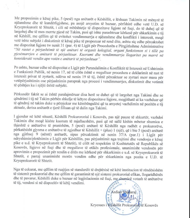 KPK nxjerr dy vendime për shkarkimin e Kelmendit dhe emërimin e Qalajt  thuhet procedura u zhvillua në përputhje me Kushtetutën