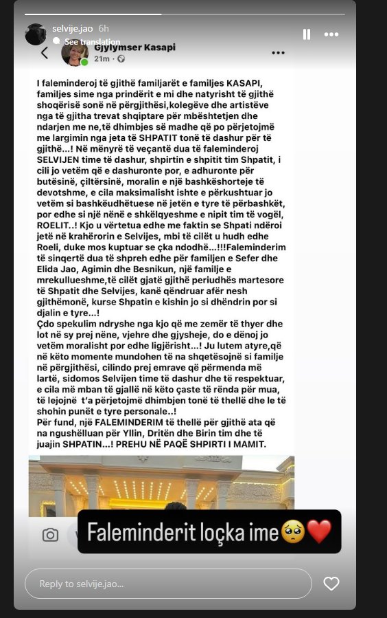Nëna e Shpat Kasapit me mesazh prekës  Na lini ta përjetojmë dhimbjen në paqe 